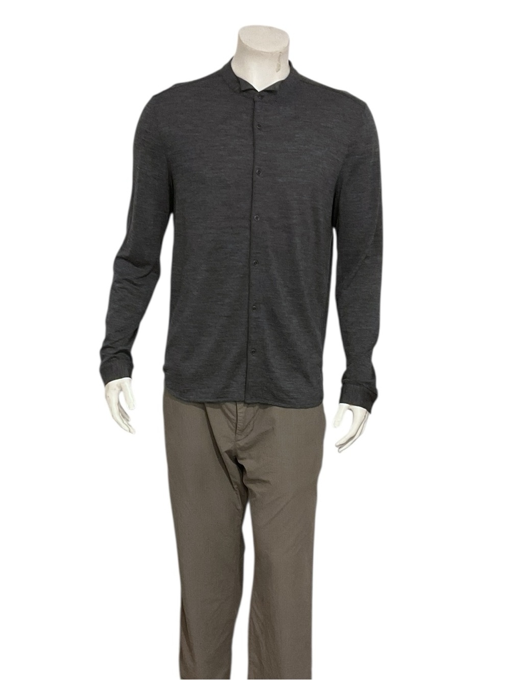 John Varvatos Grey Heathered Button Shirt